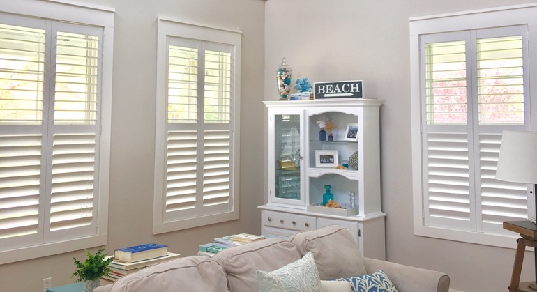 Polywood shutters in Boston living room